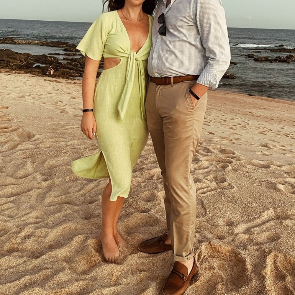 Lulus Lime Green Tie-Front Dress